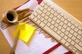 Papers on a desk with cup of coffee Royalty Free Stock Photo