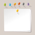 Vector paper notes with push color pins. - Vector