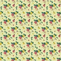 Cute birds on a background of flowers seamless pattern Royalty Free Stock Photo