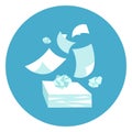 Papers Stack Paperwork Icon Web Button On Round Blue Background