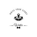 Paperweight icon. Writer logo. Bow tie icon. Write your story. Vector.