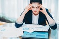 Paperwork deadlines stressed business lady office