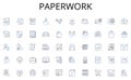 Paperwork line icons collection. Clocks, Statues, Figurines, Bookends, Globes, Vases, Busts vector and linear