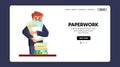 Paperwork Manager Man At Office Workspace Vector