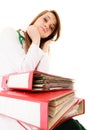 Paperwork. Overworked doctor woman with documents Royalty Free Stock Photo