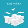 Documents. Stack, pile of paper. Paperwork and routine. Vector i Royalty Free Stock Photo