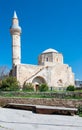 Paphos, Cyprus - The Agia Sophia Paphou mosque against blue sky in the village center