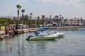 View of the seafront at Paphos Cyprus on July 22. Unidentified people Royalty Free Stock Photo