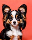 Papillon puppy dog portrait cute breed illustration