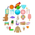 Papoose icons set, cartoon style Royalty Free Stock Photo