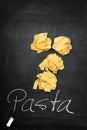 Pappardelle on a Chalkboard with Chalk Royalty Free Stock Photo