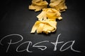 Pappardelle on a Chalkboard with Text Royalty Free Stock Photo