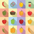 Paprica icons set flat vector. Capsicum bell