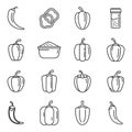 Paprica icons set outline vector. Capsicum bell