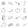 Paprica icons set vector outline