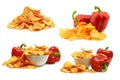 Paprika chips and some red bell peppers Royalty Free Stock Photo