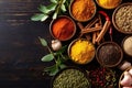 spice indian seasoning herb dry cooking powder food ingredient background fresh. Generative AI.