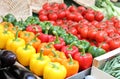 Paprika green pepper tomato vegetable display Paris France