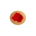 Paprika oleoresin or paprika extract flavouring, compound, giving pungency and color in food products. Food additive E160c. Dried