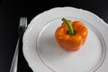 paprika pepper on plate. top view