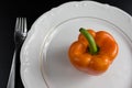 paprika pepper on plate. top view