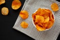 Paprika Potato Chips in a Bowl, top view Royalty Free Stock Photo