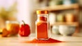 Paprika powder in a glass jar on a wooden table Royalty Free Stock Photo