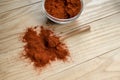 Paprika Powder on wooden spoon Royalty Free Stock Photo