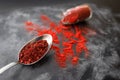 Paprika spice for cooking on black background Royalty Free Stock Photo