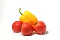 Paprika and tomatoes with water splash Royalty Free Stock Photo
