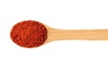 Paprika on a wooden spoon isolated on white background Royalty Free Stock Photo