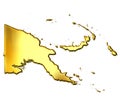 Papua New Guinea 3d Golden Map