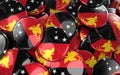 Papua New Guinea Badges Background - Pile of papuan Flag Buttons