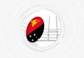 Papua New Guinea flag on rugby ball, lined circle rugby icon with ball in a crowded stadium Royalty Free Stock Photo