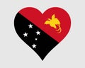 Papua New Guinea Heart Flag. Papua New Guinean Love Shape Country Nation National Flag. Independent State of Papua New Guinea