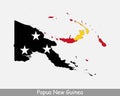 Papua New Guinea Flag Map. Map of the Independent State of Papua New Guinea with the Papua New Guinean national flag isolated on a