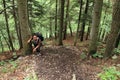 Tourist on gravel path in Slovak Paradise Royalty Free Stock Photo