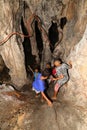 Papuan kids in lime stone cave Goa Jepang on Biak Island