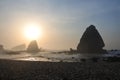 Beautiful morning view before sunrise around Papuma beach in Jember, East Java, Indonesia. Royalty Free Stock Photo