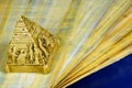 Papyrus ancient Egyptian canvas, writing material and pyramid. Papyrus - canvas for crafts, abstract texture of Egyptian papyrus,