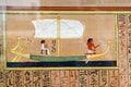 Papyrus with hieroglyphs and scenes from the Book of the Dead Royalty Free Stock Photo