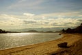 Wild Empty Tropical beach, yellow sand, sunlight reflections taken in landscape. Praia pintor Castagneto