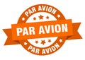 par avion round ribbon isolated label. par avion sign.