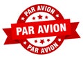 par avion round ribbon isolated label. par avion sign.