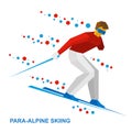 Para-alpine skiing. Sportsman with physical disabilities ski