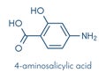 Para-aminosalicylic acid drug molecule. Used in treatment of tuberculosis and inflammatory bowel disease ulcerative colitis,.