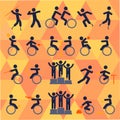 Para-athlete icon set in color or people with disabilities on isolated bright background. sport competitions. EPS 10 vector. EPS