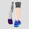 Para-athlete, prosthesis, running, sport flat illustration on isolated colored background. EPS 10 vector