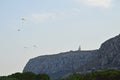 Para-gliders And Lighthouse