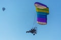 Para motor glider and hot air balloon flaying Royalty Free Stock Photo